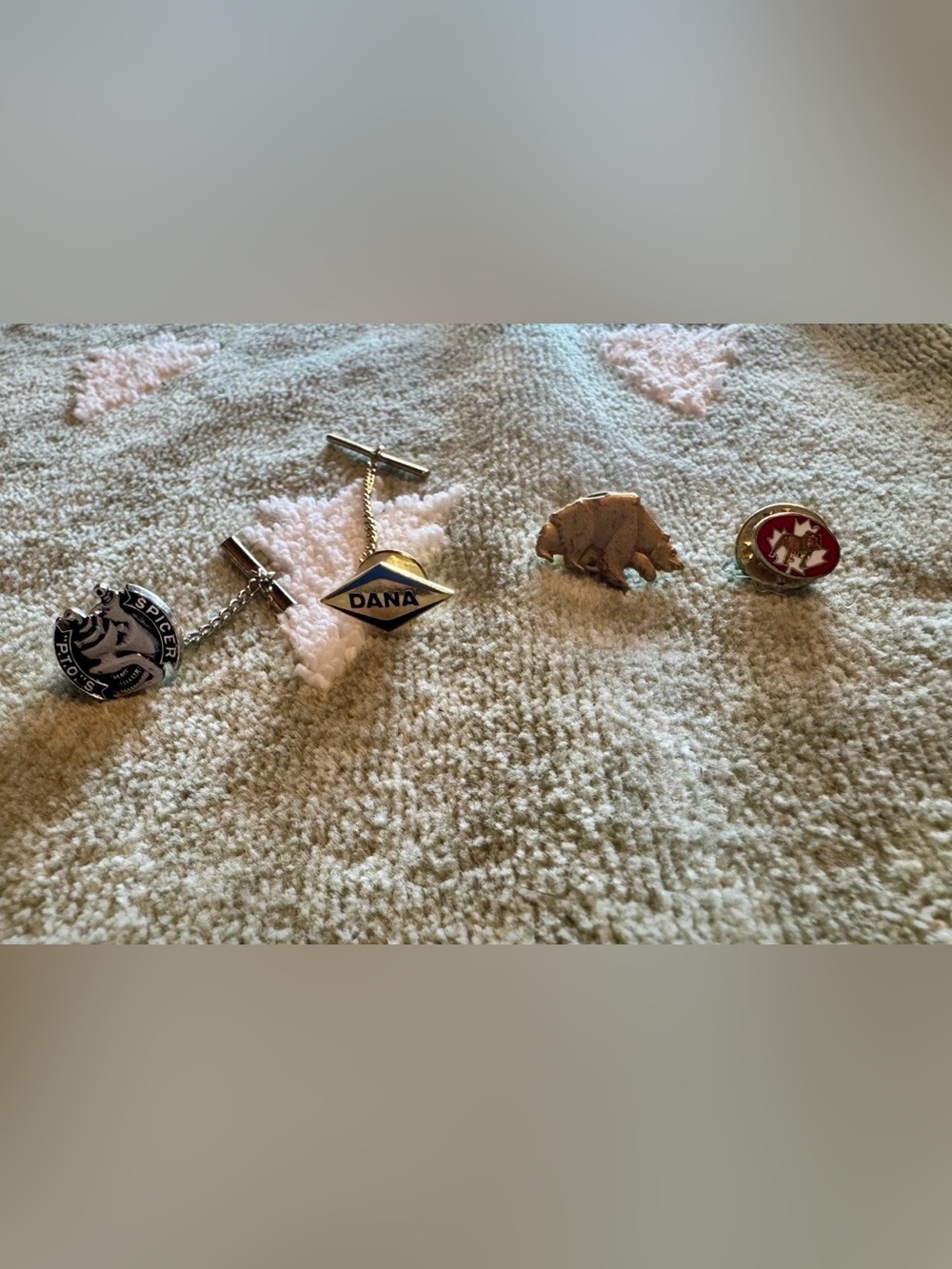 4 Vintage Tie Pins Dana Hayes Truck Spicer PTOs Mack Truck Bulldog Enamel Logo